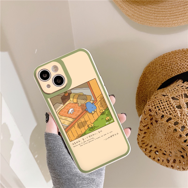 Ốp iphone cạnh vuông Tranh Gấu nằm ngủ cho ip 6/8/7/plus/x/xr/xsmax/12 pro max/11pro max/13pro max-nt059