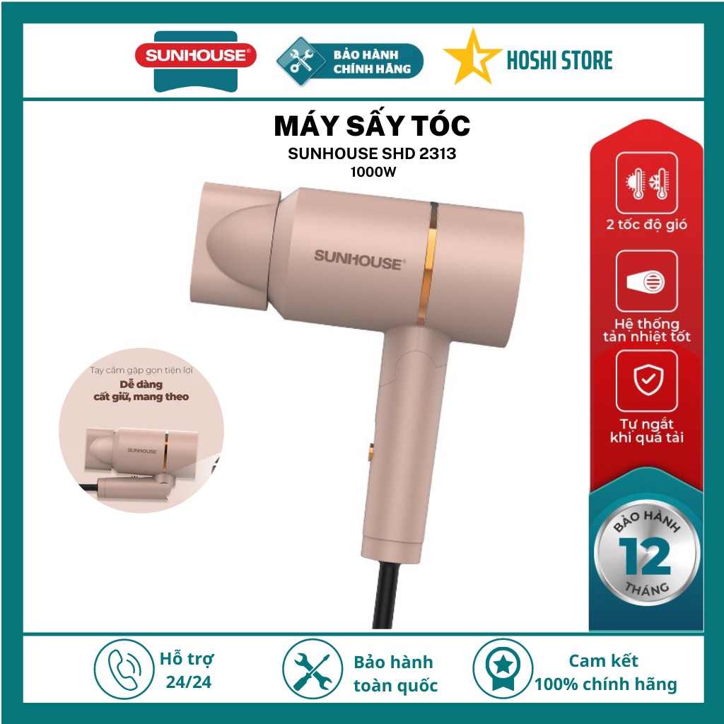 Máy sấy tóc SUNHOUSE SHD2313, 2 tốc độ gió