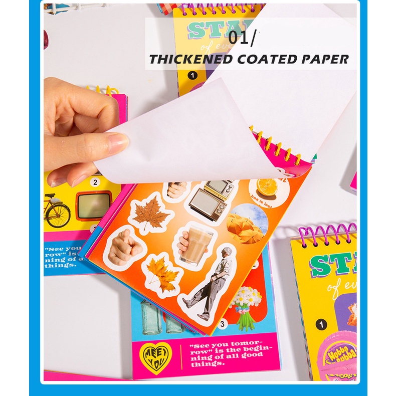 Set 30 / 50 Thẻ Sticker Combo Nhiều Loại Dạng Cuốn Lò Xo Y2K Style