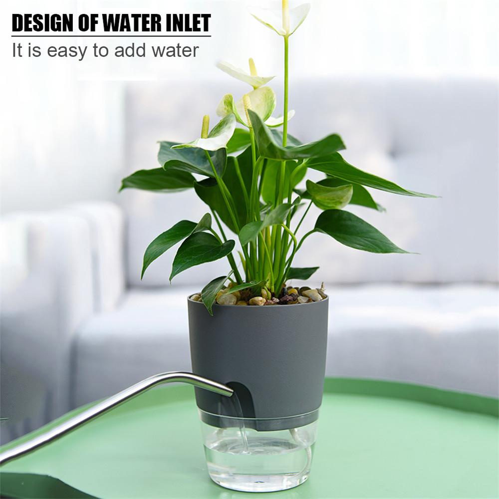 Chậu Trồng Cây Thủy Canh 2 Lớp Trong Suốt Hình Tròn Hấp Thụ Nước Kèm Dây cotton Tiện Dụng