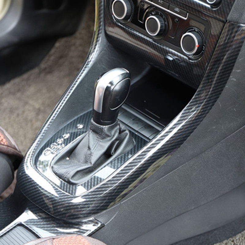 Bảng điều khiển trung tâm bằng sợi Carbon Gear Shift Khung trang trí nắp loại U cho Golf 6 MK6 2008-2012 Phụ kiện