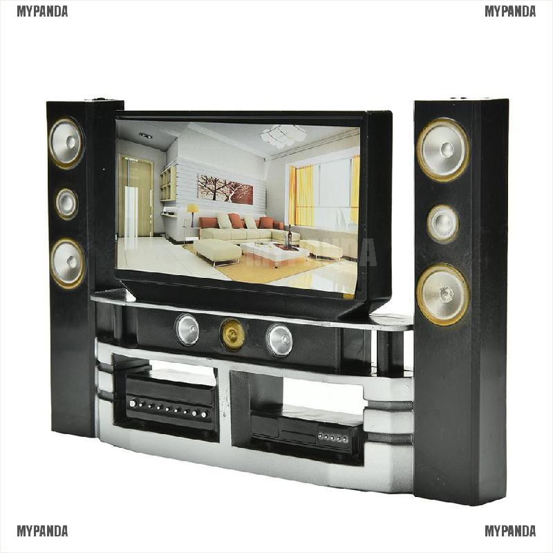 Set tủ tv mini hi-fi tỉ lệ 1:6 trang trí nội thất cho nhà búp bê