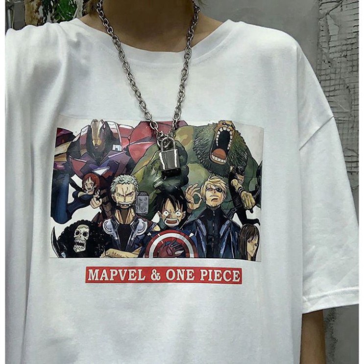 Áo thun, áo phông tay lỡ form rộng oversize anime hoạt hình one piece marvel M484 DH KL SHOP HONGNGUYENSHOP