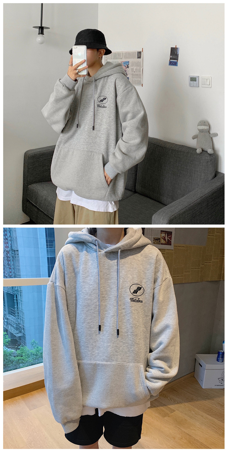 Áo hoodie vải lông cừu dày size rộng màu trơn thời trang xuân thu dành cho học sinh