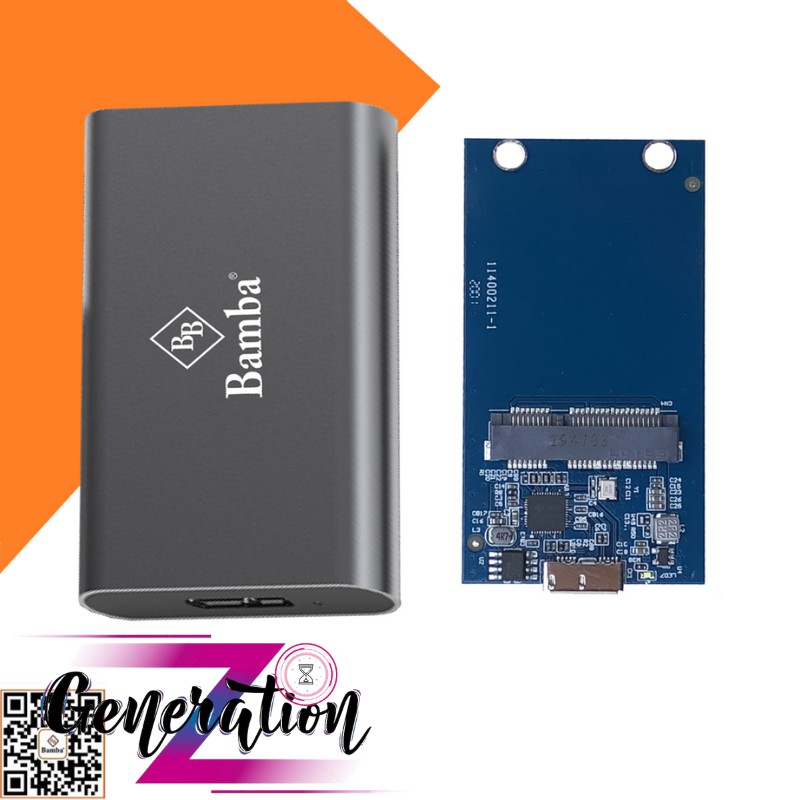 HỘP ĐỰNG Ổ CỨNG SSD MSATA RA USB 3.0 - BOX SSD MSATA RA USB 3.0 BAMBA B6 - VỎ NHÔM + MÀU BẠC