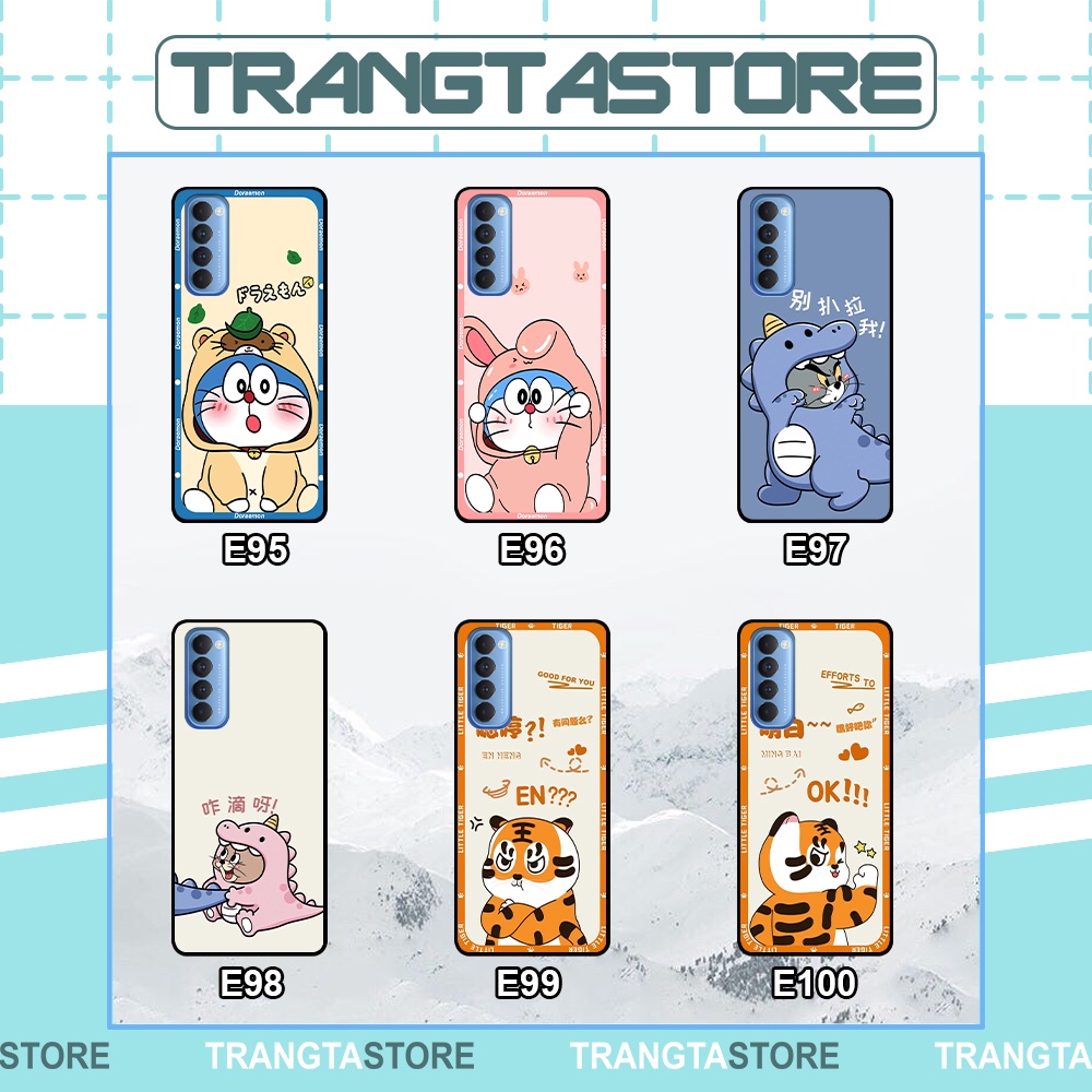 Ốp Oppo Reno4 /  Reno4 Pro / Reno 4 in hình cặp đôi doremon, hổ, khủng long dễ thương