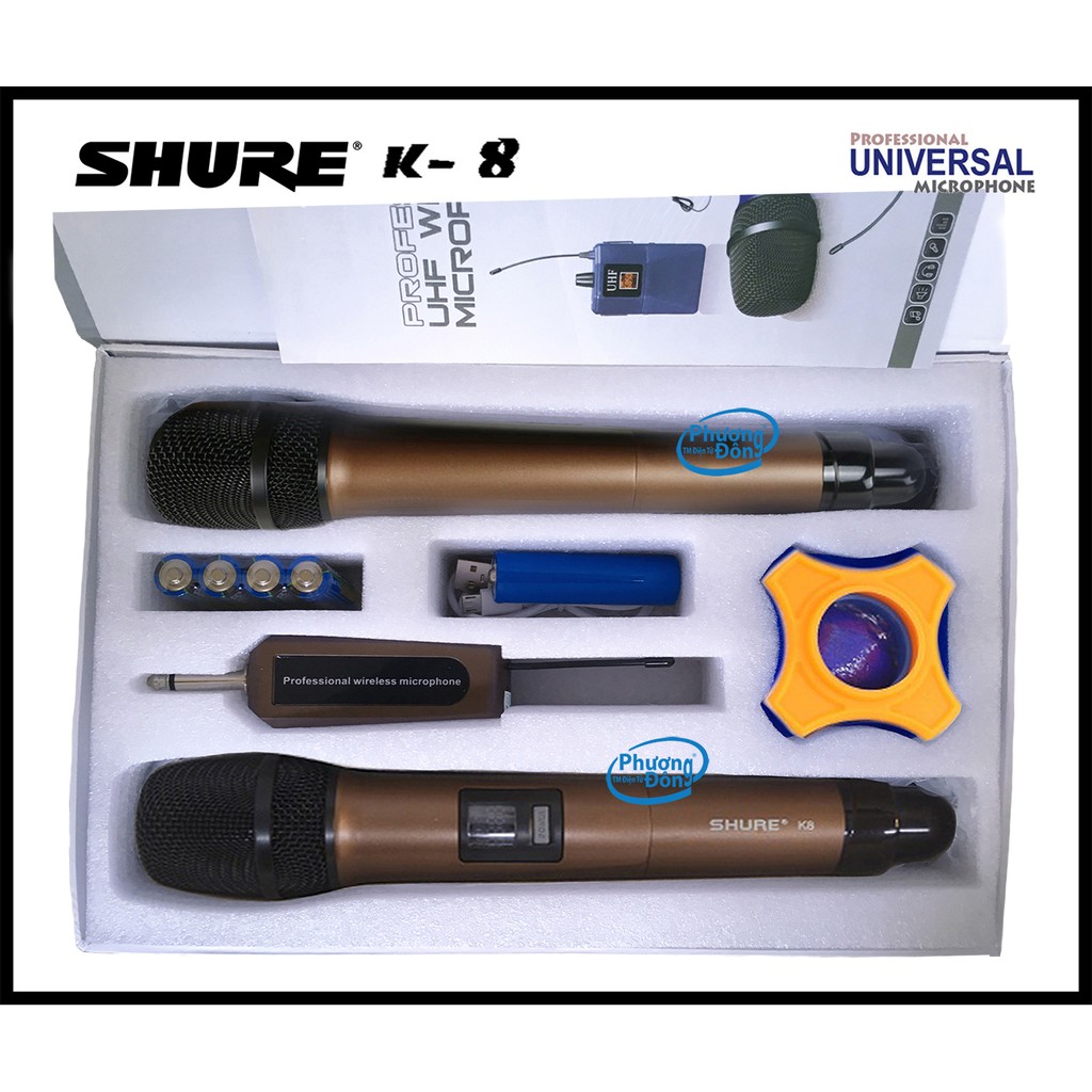 Micro Universal Shure K8 Không Dây công nghệ karaoke tốt nhất cho loa kéo