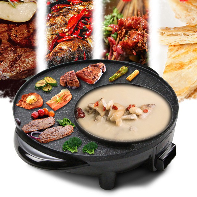 Nồi Lẩu Nướng BBQ,Bếp Điện Lẩu Nướng Đa Năng Hàn Quốc 2 in 1, Siêu Tiện Dụng