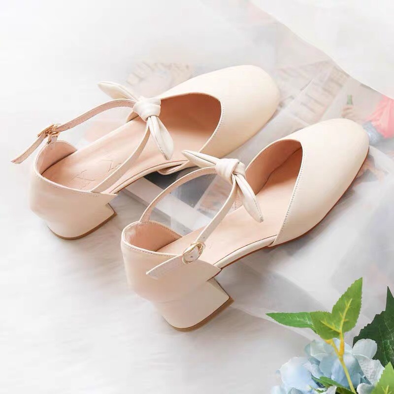 Giày Cao Gót 5p Nơ To Gắn Trước Độc Lạ C66