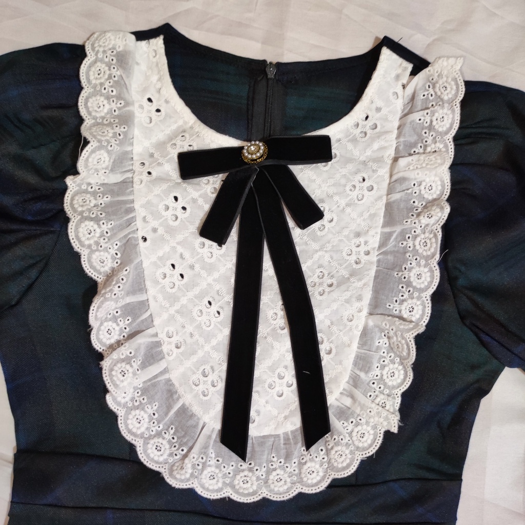 [ORDER] Đầm Chữ a Tay Phồng Thắt Nơ Phối Ren Kiểu Pháp Thanh Lịch Thời Trang Xuân Hè Cho Nữ VD029