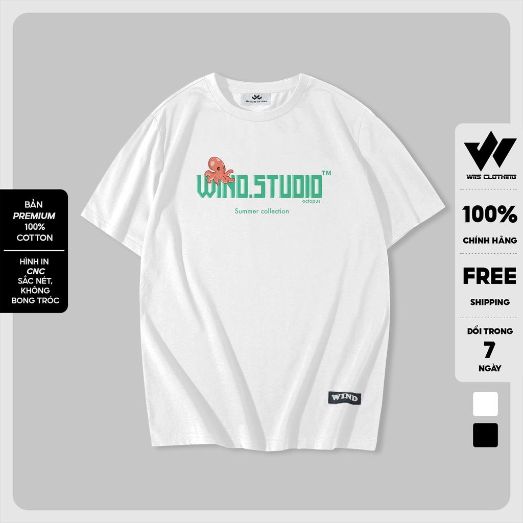 Áo thun tay lỡ unisex form rộng WIIS phông oversize bản Premium OCTOPUS nam nữ ulzzang