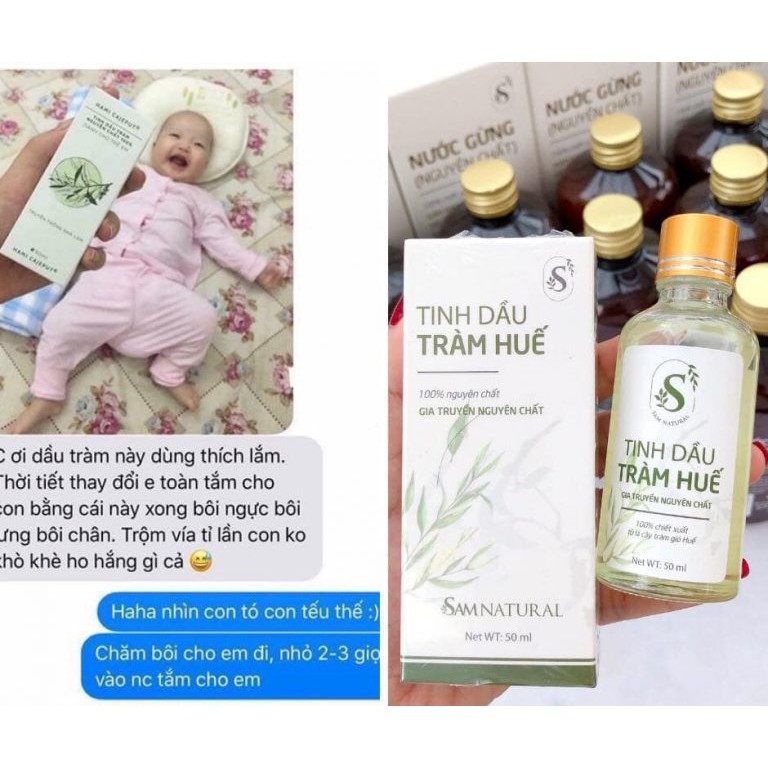 Tinh Dầu Tràm Huế Sam Natural (giữ ấm cơ thể, phòng ho, tránh gió, cảm lạnh cho phụ nữ mang thai, người già và trẻ em)