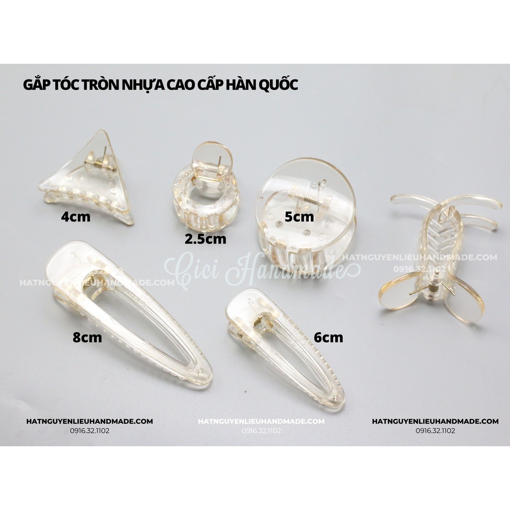 Phôi kẹp ngoạm nhựa trong cao cấp Hàn Quốc Cici Handmade hạt cườm nguyên liệu tự làm kẹp tóc cô dâu đính kết