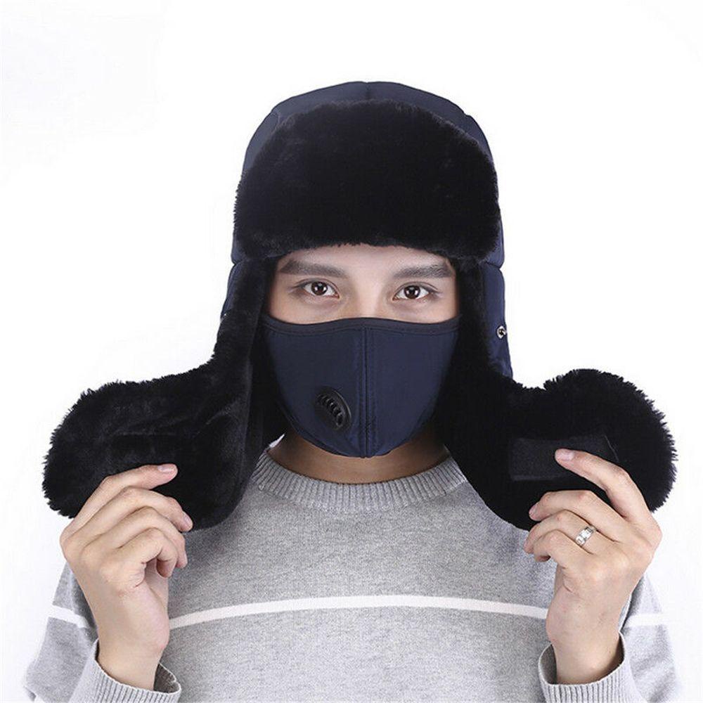 Mũ Bomber Bằng Cotton Phối Lông Thú Chống Văng Nước