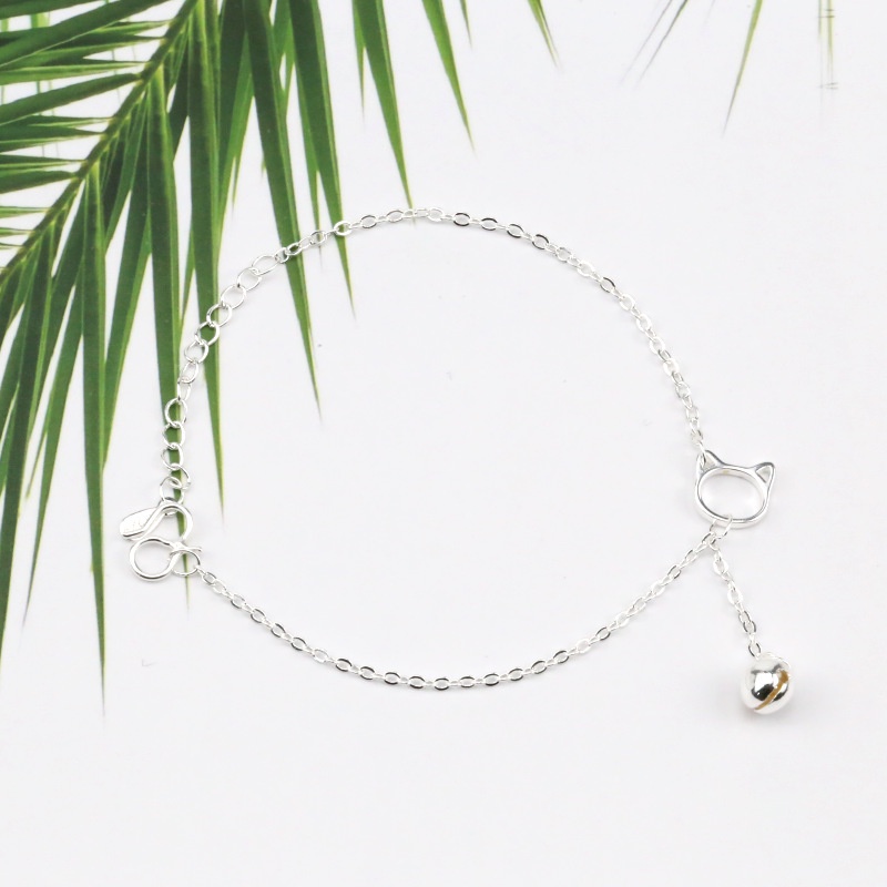 Vòng Tay Chuỗi Hạt Tròn Mặt Hình Mèo Dễ Thương Đơn Giản Phong Cách Hàn Quốc Cho Nữ