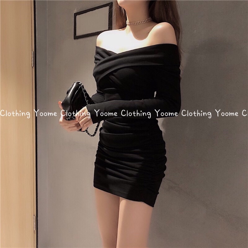 Váy body TRỄ VAI ĐẮP CHÉO chất cottonzip dày dặn co giãn đa chiều cho nữ Yoomeclothing ( Ảnh thật tại shop ) | BigBuy360 - bigbuy360.vn