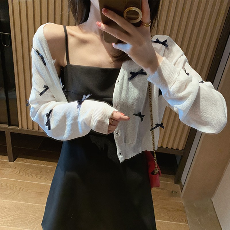 Korean Fashion Wild Retro Little Knitted Cardigan Long-sleeved Slim Sunscreen Cardigan