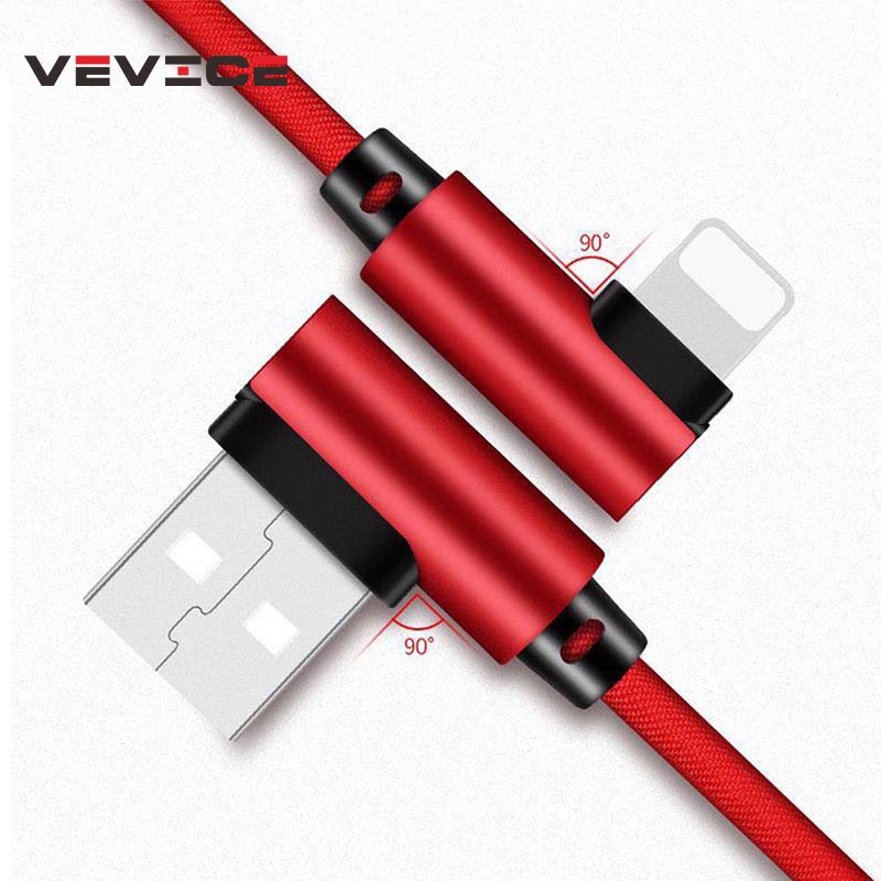 Right Angle Elbow Game Dedicated USB Charger Mesh Data Cable For Apple iPhone Fast Charging Cable