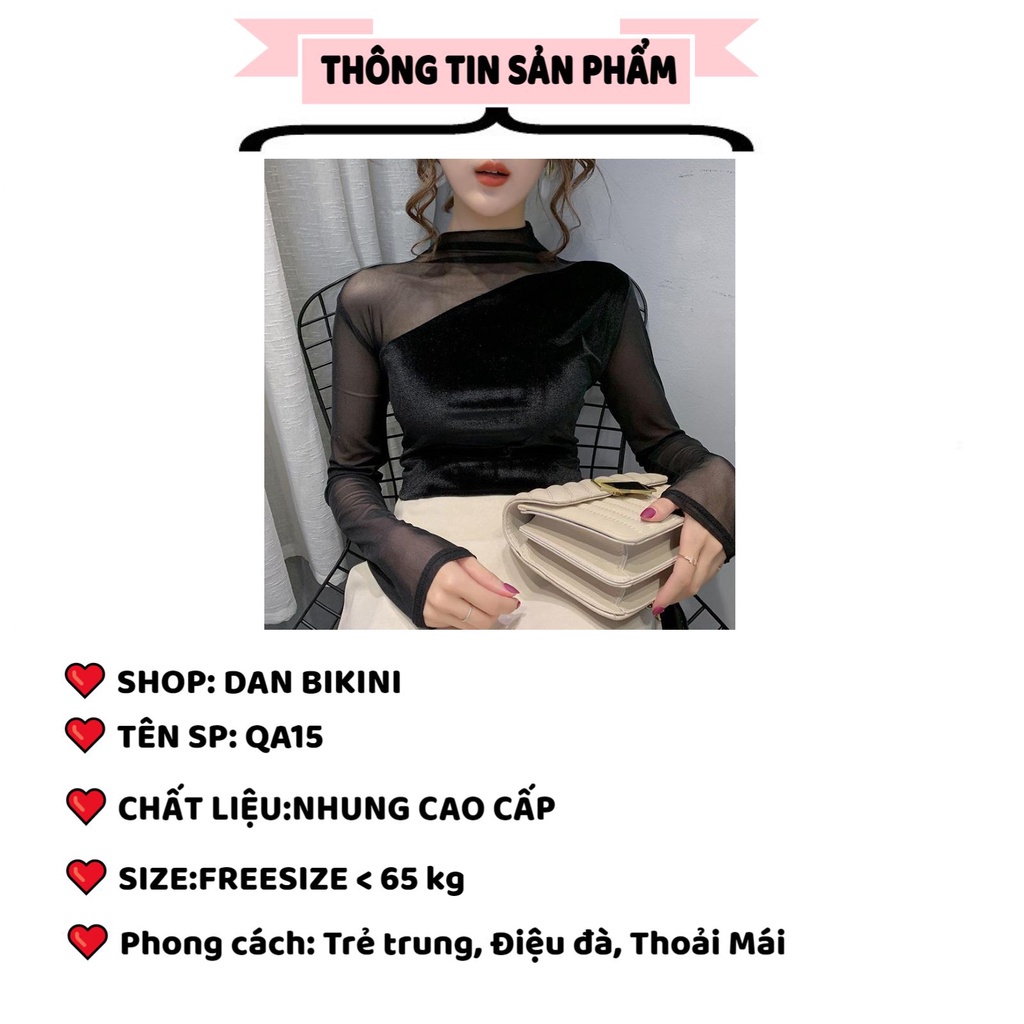 Áo Nhung Nữ ❤️FREESHIP❤️ Áo giữ Nhiệt Nhung Nữ Cao Cấp Mềm Mại phối ren cao cấp mẫu QA15