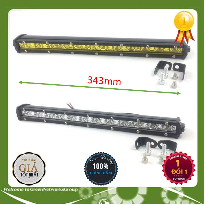 Combo cặp đèn trợ sáng Bar Offroad 12 bóng sáng trắng vàng GreenNetworksGroup