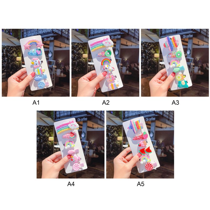Set 6 Kẹp Tóc Mỏ Vịt Trang Trí Họa Tiết Dễ Thương Cho Bé Gái