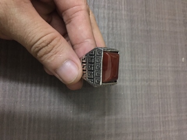 Nhẫn mã não mạ bạc