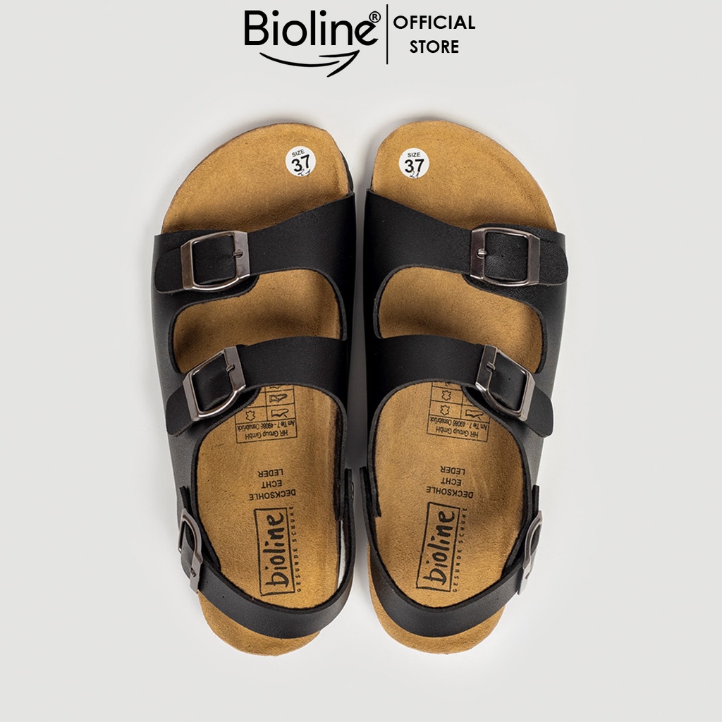 Sandals birken da PU cao cấp quai ngang sandals đế trấu thời trang unisex chính hãng Bioline