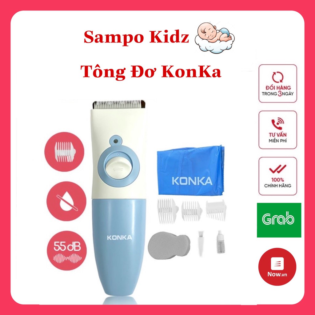 Tông Đơ Cắt Tóc Cho Bé, Trẻ Sơ Sinh, Cả Gia Đình Kèm Full 9 Phụ Kiện_Chính Hãng KONKA