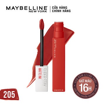 Son Kem Lì Maybelline 16h Lâu Trôi 205 Đỏ Cam 5ml Super Stay Matte Ink Lipstick (City Edition) - 205 Assertive