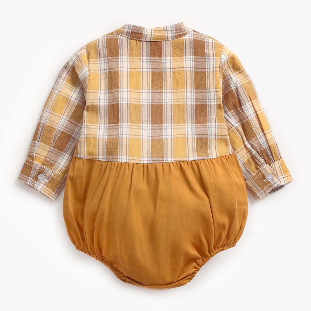Bộ Đồ Liền Thân Sanlutoz Tay Dài Từ Cotton Họa Tiết Caro Thời Trang Mùa Thu Dành Cho Bé