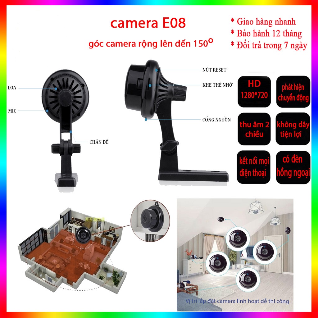 Camera mini kết nối wifi có đèn hông ngoại, quay hành trình, Chống Trộm, Độ Nét Cao