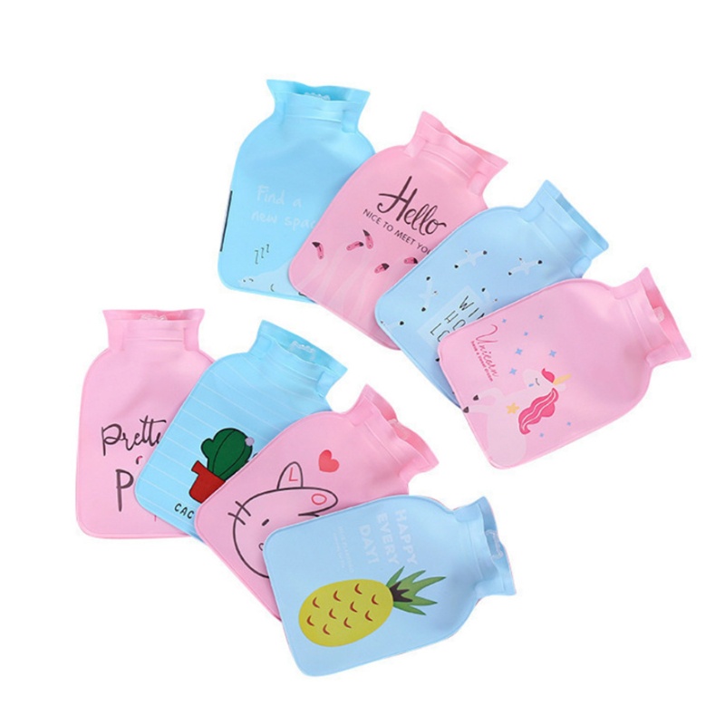 Túi Chườm Nước Nóng Mini Một Lớp Họa Tiết Hoạt Hình Dễ Thương Dùng Khi Đi Bộ / Cắm Trại