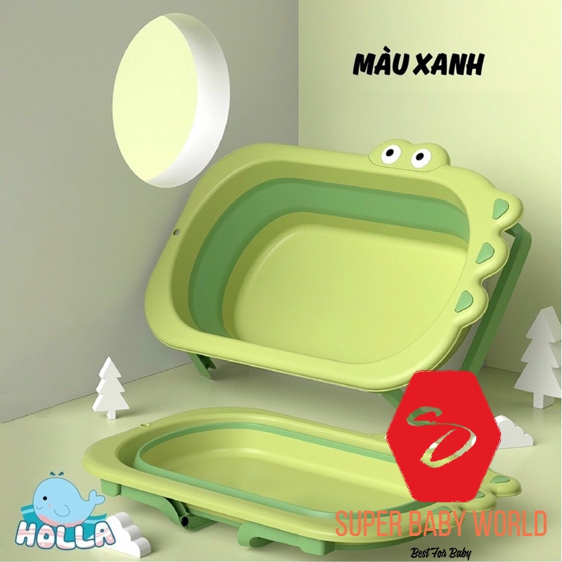 Chậu Tắm Hình Cá Sấu Gấp Gọn Kèm Phao Holla HL-03139