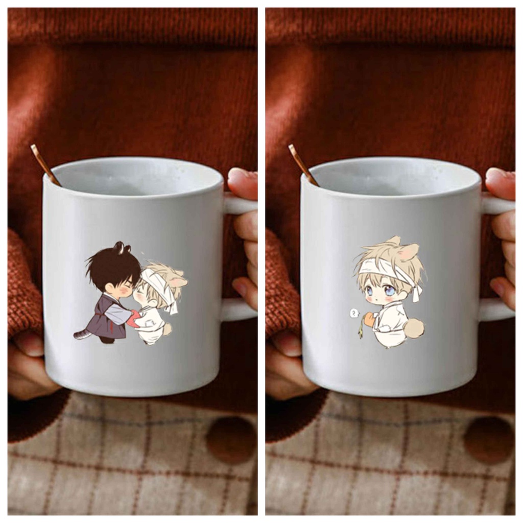 Cốc sứ trắng in hình NO LOVE ZONE anime chibi dễ thương xinh xắn