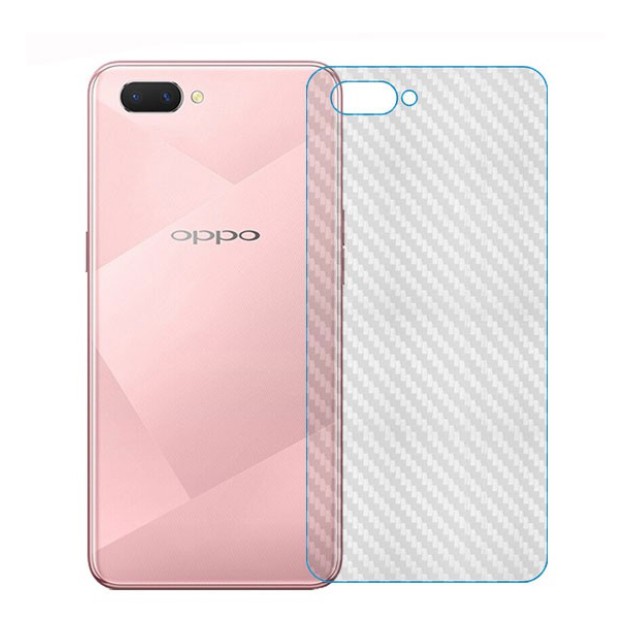 Set 2 miếng dán bảo vệ mặt sau điện thoại kết cấu sợi carbon trong suốt cho Oppo A3 A3S A5 A5S