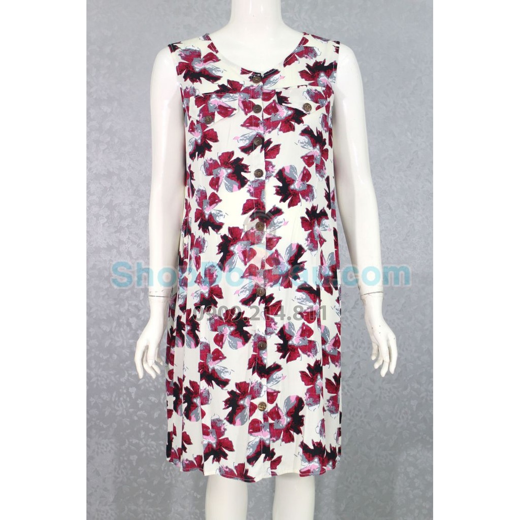 Đầm bầu mặc nhà cổ tròn - nút - tôn thái (Mã số: DN390)