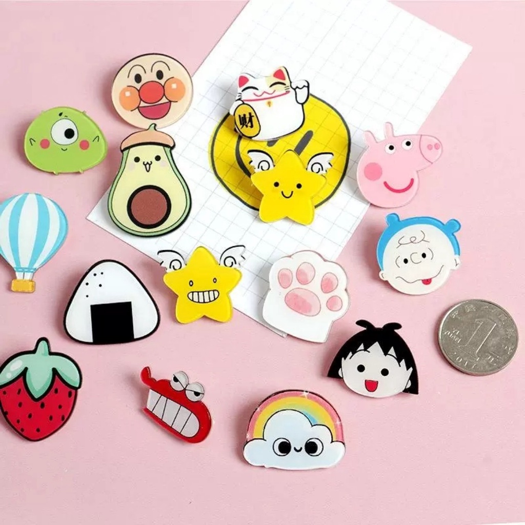 Sticker Hoạt Hình Ghim Cài Áo Túi Xách Trang Trí Phụ Kiện Thời Trang