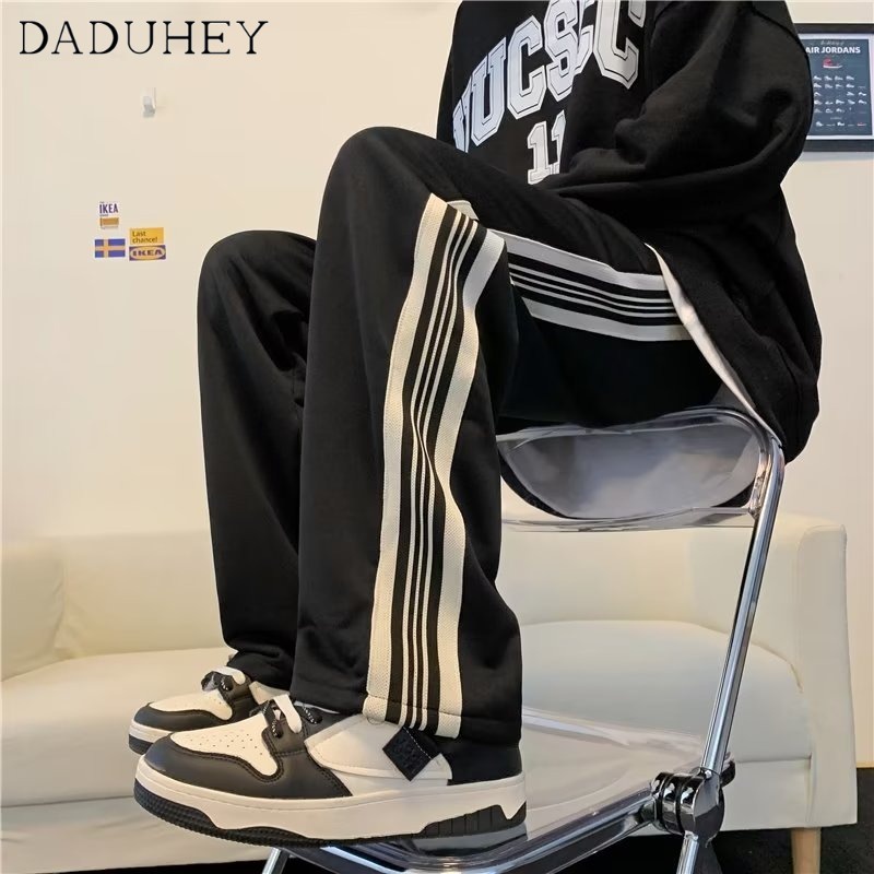 DaDuHey American Street Letter Printed Sports Casual Pants Men's Fashion Brand Hip Hop Loose All-Match Cover Silk Cotton Sweatpants