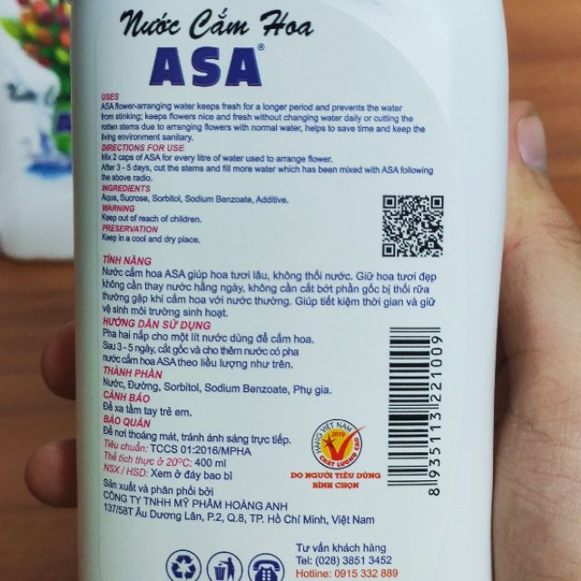 Nước cắm hoa ASA 400ml / Tươi lâu không thối nước