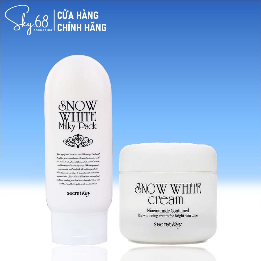 Combo 2 Sản Phẩm Dưỡng Trắng Da Nâng Tone Secret Key Snow White (Kem Ủ Trắng Body 200ml + Kem Dưỡng Mặt 50g)