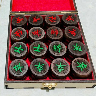 Bộ Quân cờ tướng gỗ Mun Nam Phi 4cm (chữ nổi)