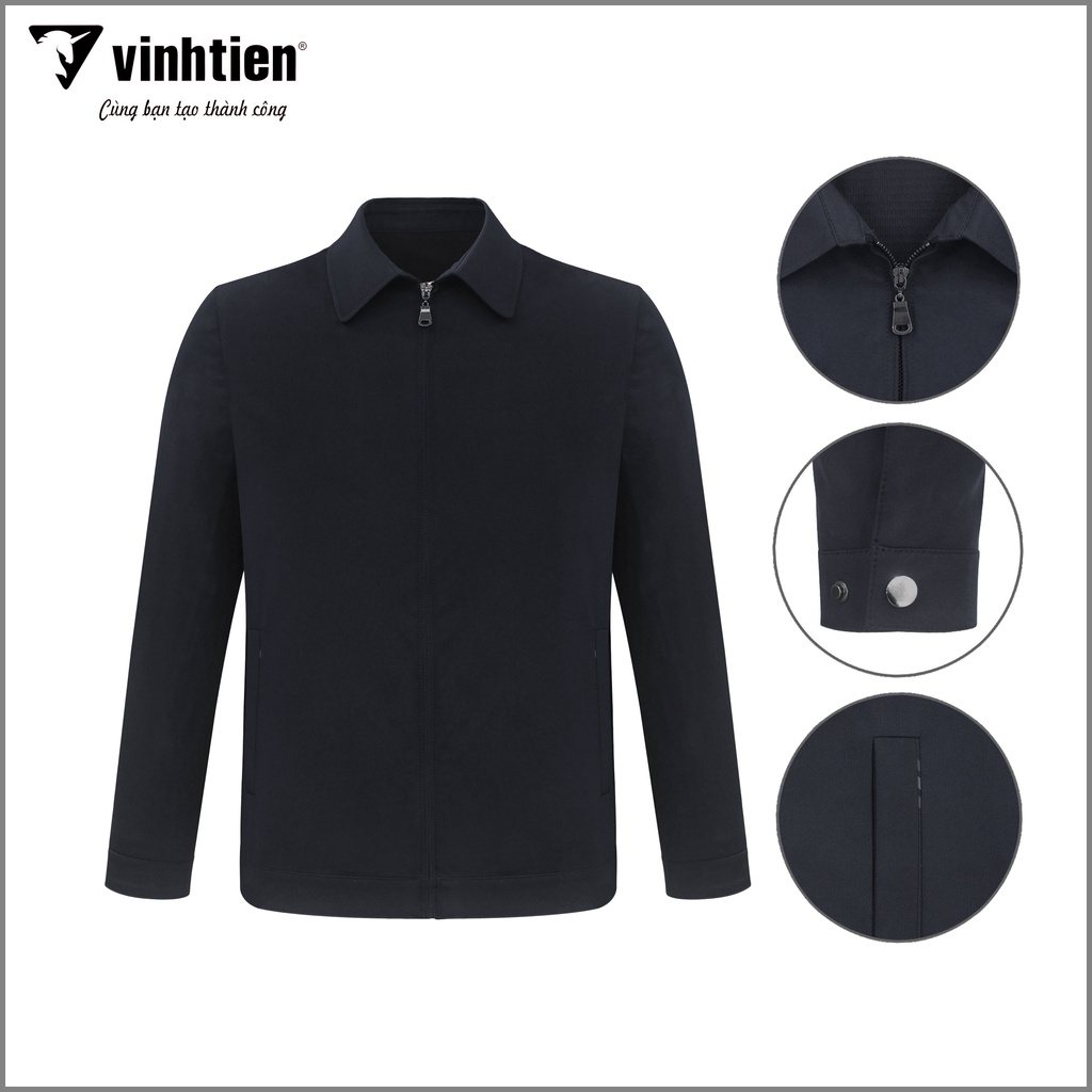 Áo khoác nam 2 lớp cổ bẻ dáng suông Vĩnh Tiến chất liệu microfiber chống mưa gió 950 - Đen