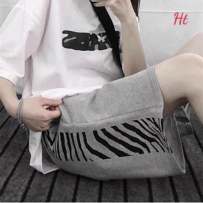 quần đùi ngố viền vằn cho nam nữ Ht