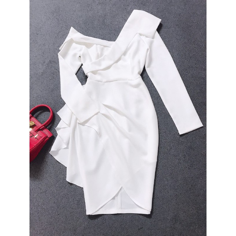 [ xả kho ] MiD Đầm kate Nhật trắng tinh khôi V1292 hở lệch vai Mie Design kèm ảnh thật