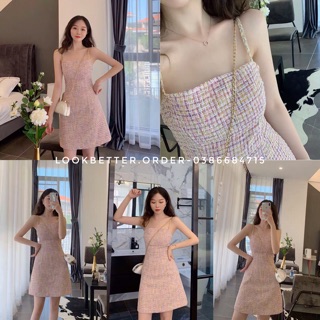Đầm 2 dây hồng nhẹ nhàng