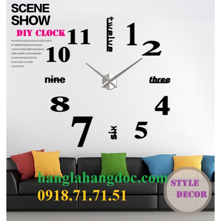 Đồng hồ dán tường tự sáng tạo DIY Clock (loại lớn) đường kính 1,5m version 3