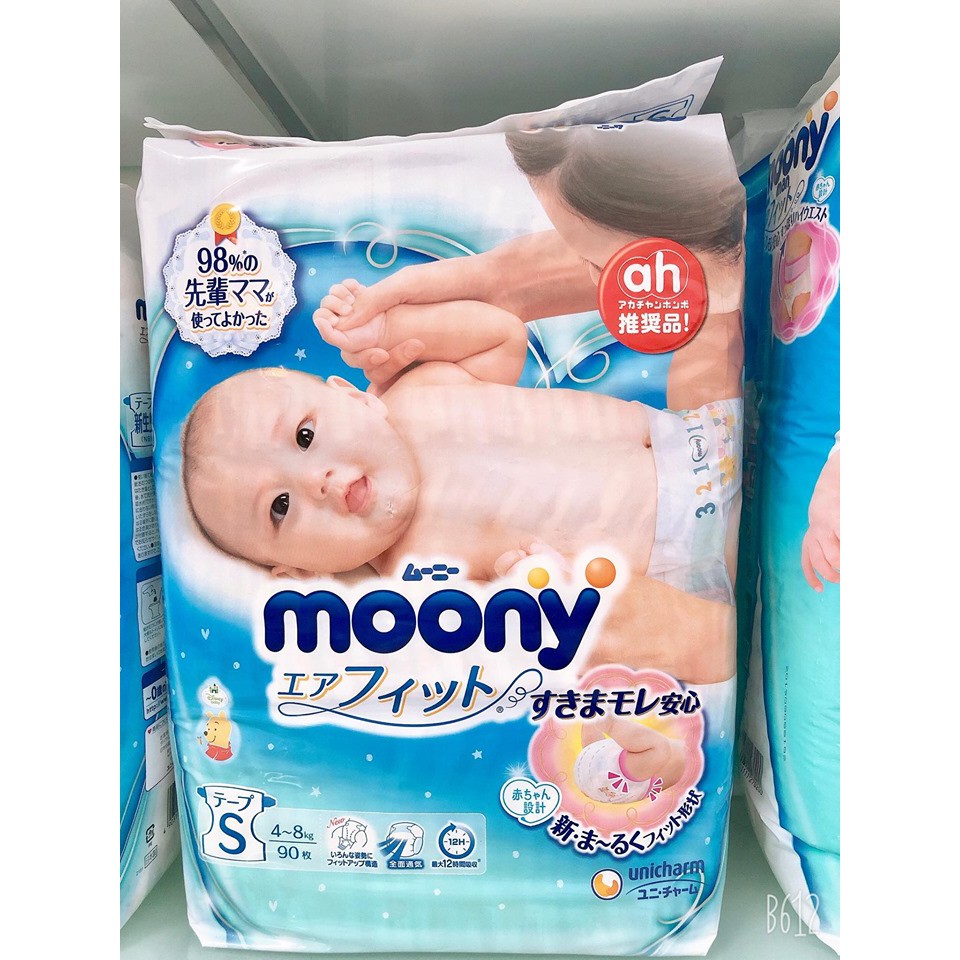 Tã dán/quần nội địa MOONY cộng miếng newborn96/S90/M64/M68/L50/L58/XL44/XXL26