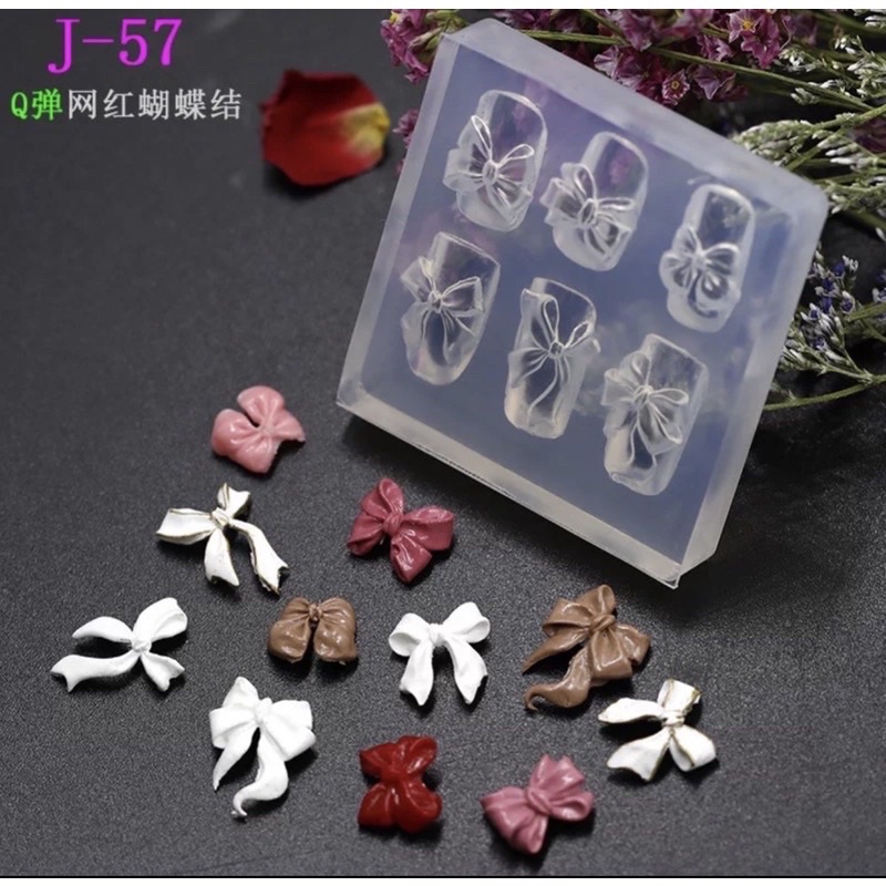 Khuôn nơ silicon đa dạng hình làm charm đính móng