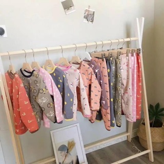 Bộ cotton thun tăm lót nỉ trẻ em hàng Quảng Châu đẹp