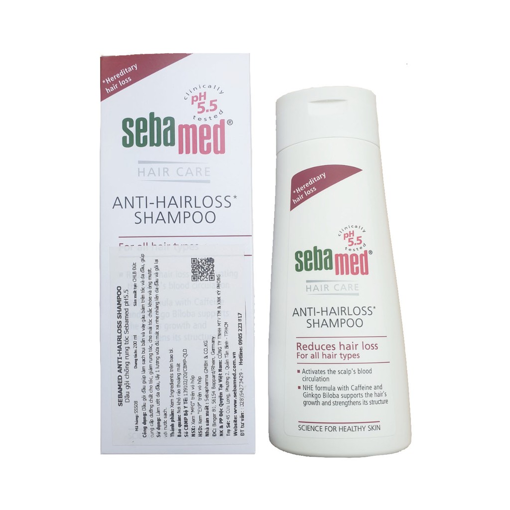 Sebamed Anti-Hairloss Shampoo pH5.5 - Dầu gội ngăn ngừa rụng tóc, kích thích mọc tóc 200ml